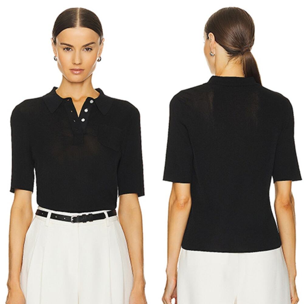 NEW Alexis Paulo Button Collared Pouch Pocket Sheer Half Sleeve Top Size: XL